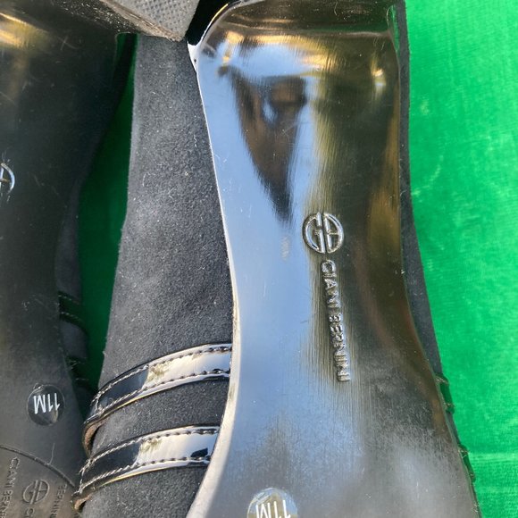 Giani Bernini Vallariaa Black Suede & Faux pantent Mary Jane Heels Pumps Size 11 - Picture 8 of 8